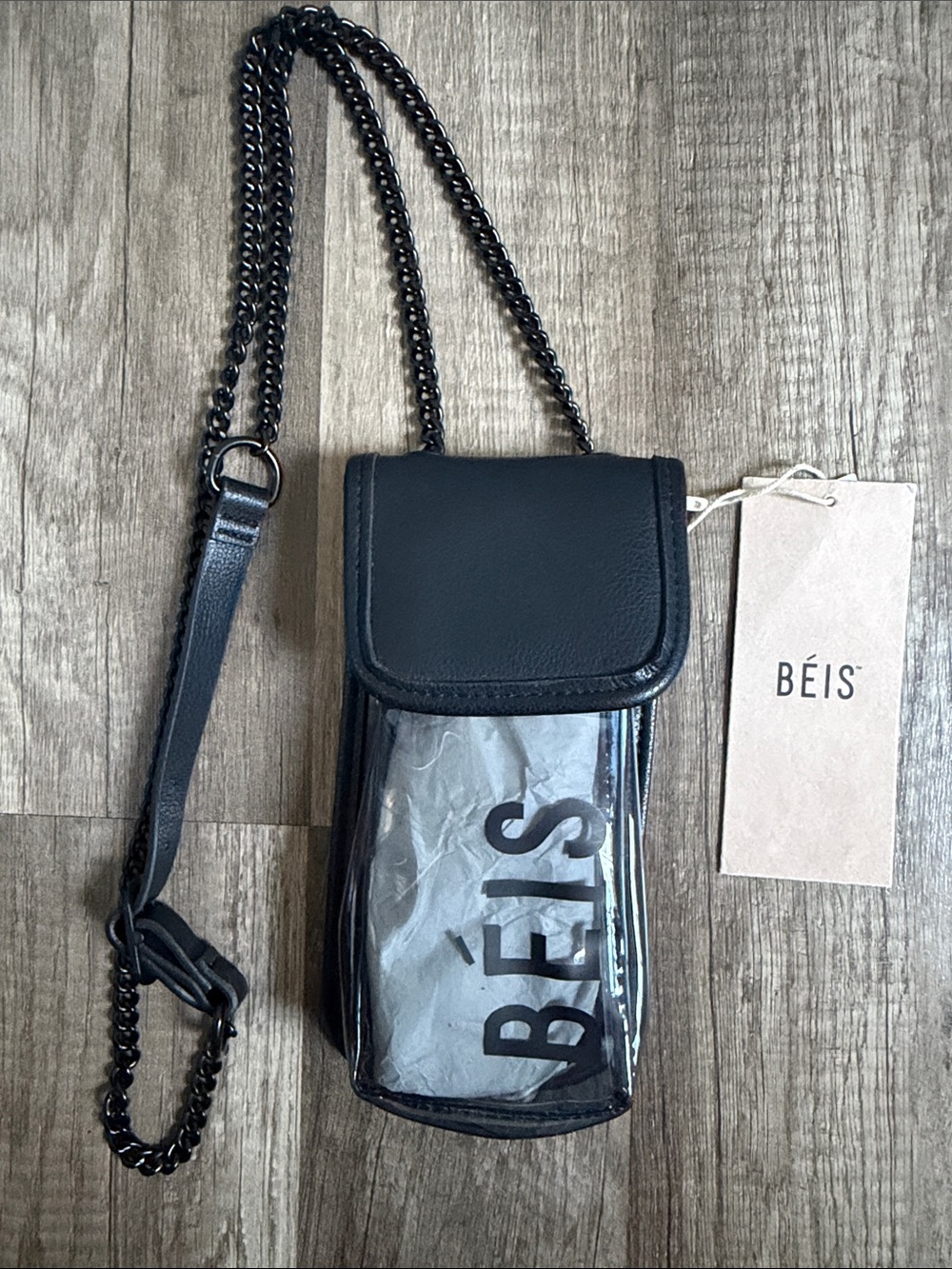 BEIS Clear Crossbody Phone Bag with Black Trim